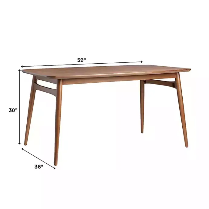 Hot Kirklands Home Walnut Ash Wood Mid-Century Modern Dining Table Brown
