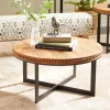 Sale Kirklands Home Walnut Beaded Industrial Coffee Table