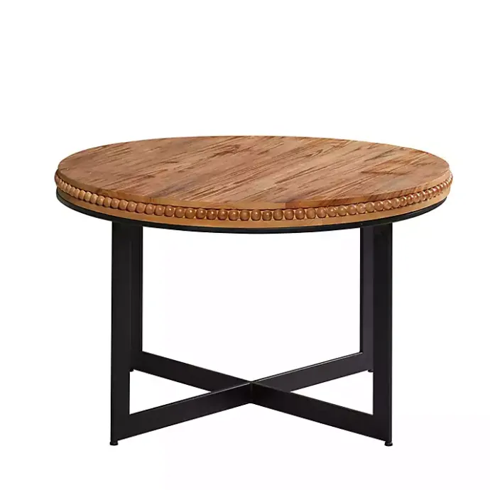Sale Kirklands Home Walnut Beaded Industrial Coffee Table