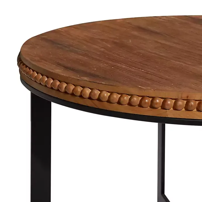 Sale Kirklands Home Walnut Beaded Industrial Coffee Table