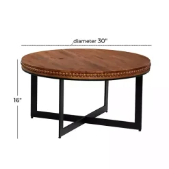 Sale Kirklands Home Walnut Beaded Industrial Coffee Table