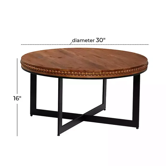 Sale Kirklands Home Walnut Beaded Industrial Coffee Table