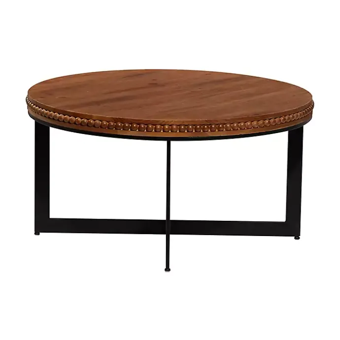 Sale Kirklands Home Walnut Beaded Industrial Coffee Table