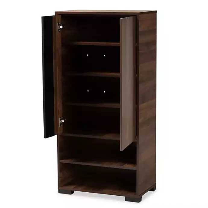 Best Kirklands Home Walnut Asymmetrical Shoe Storage Cabinet Brown