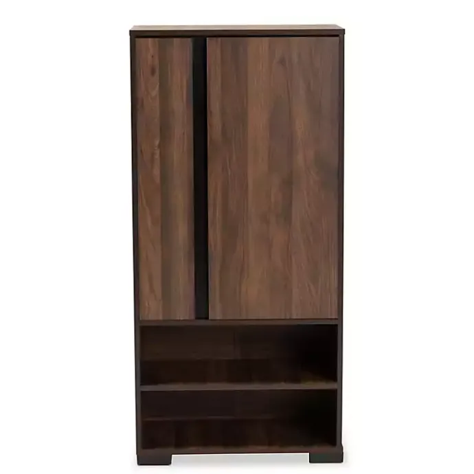Best Kirklands Home Walnut Asymmetrical Shoe Storage Cabinet Brown