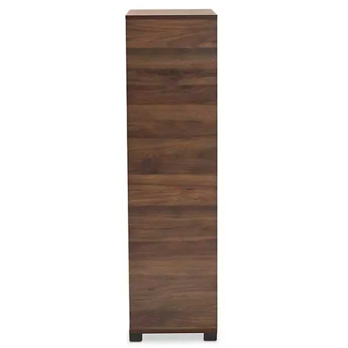 Best Kirklands Home Walnut Asymmetrical Shoe Storage Cabinet Brown