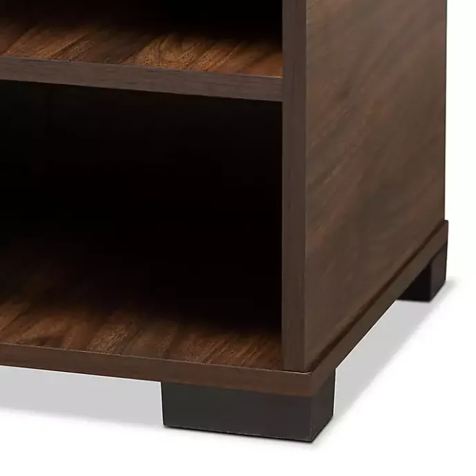 Best Kirklands Home Walnut Asymmetrical Shoe Storage Cabinet Brown