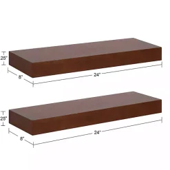 Best Kirklands Home Walnut Brown Floating Shelves, Set of 2