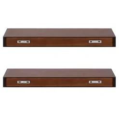 Best Kirklands Home Walnut Brown Floating Shelves, Set of 2
