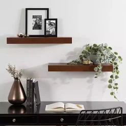 Best Kirklands Home Walnut Brown Floating Shelves, Set of 2