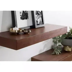 Best Kirklands Home Walnut Brown Floating Shelves, Set of 2