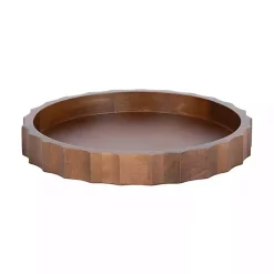 Best Kirklands Home Walnut Fluted Lissi Round Serving Tray Brown