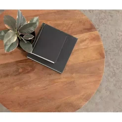 Online Kirklands Home Walnut Mango Wood Round Kershaw Coffee Table Brown