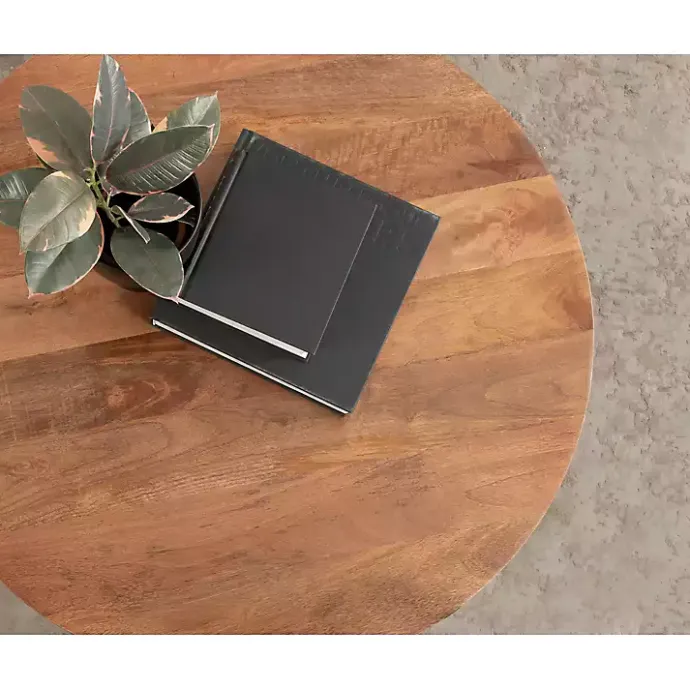 Online Kirklands Home Walnut Mango Wood Round Kershaw Coffee Table Brown