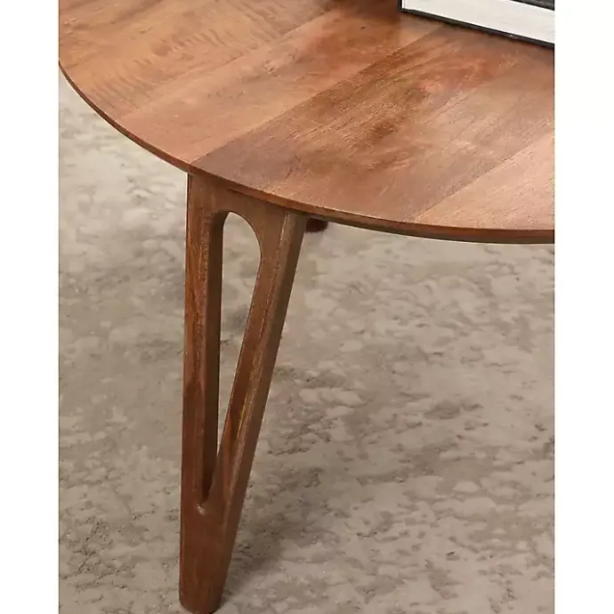 Online Kirklands Home Walnut Mango Wood Round Kershaw Coffee Table Brown