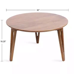 Online Kirklands Home Walnut Mango Wood Round Kershaw Coffee Table Brown