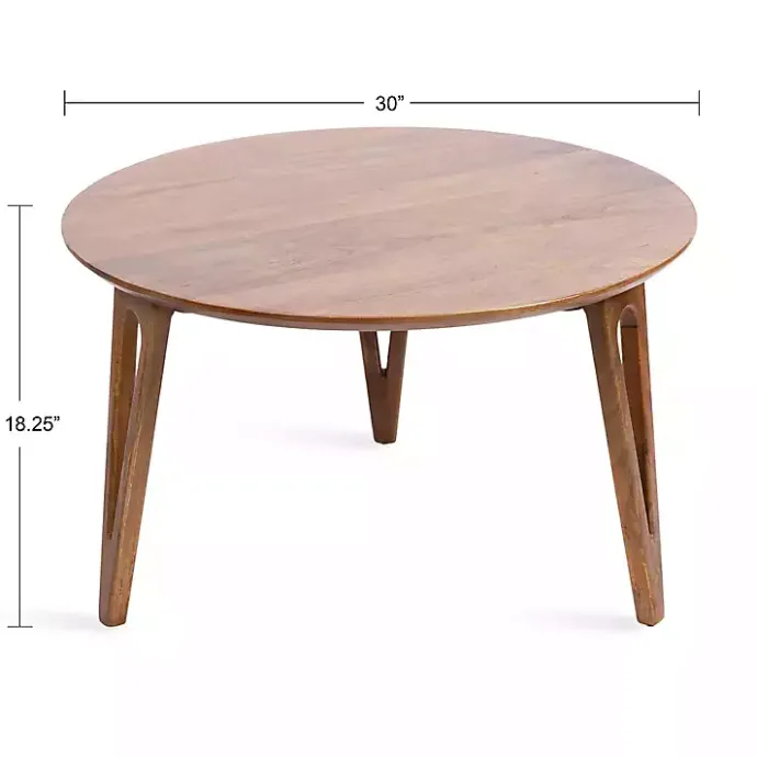 Online Kirklands Home Walnut Mango Wood Round Kershaw Coffee Table Brown