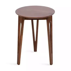 Best Kirklands Home Walnut Mango Wood Round Kershaw Accent Table Brown