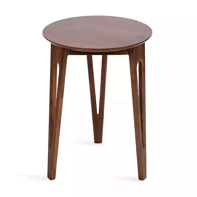 Best Kirklands Home Walnut Mango Wood Round Kershaw Accent Table Brown