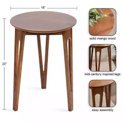 Best Kirklands Home Walnut Mango Wood Round Kershaw Accent Table Brown