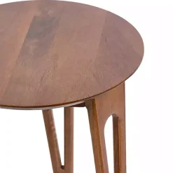 Best Kirklands Home Walnut Mango Wood Round Kershaw Accent Table Brown