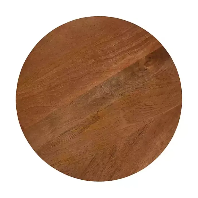 Best Kirklands Home Walnut Mango Wood Round Kershaw Accent Table Brown