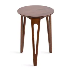 Best Kirklands Home Walnut Mango Wood Round Kershaw Accent Table Brown