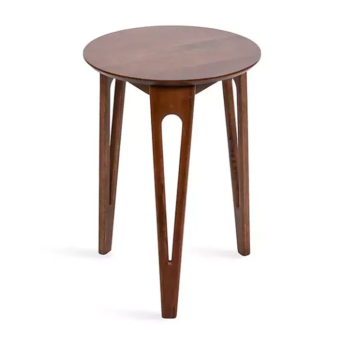 Best Kirklands Home Walnut Mango Wood Round Kershaw Accent Table Brown