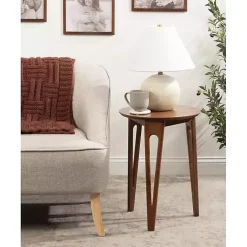 Best Kirklands Home Walnut Mango Wood Round Kershaw Accent Table Brown