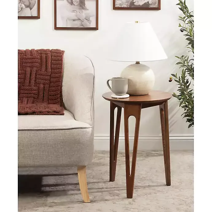 Best Kirklands Home Walnut Mango Wood Round Kershaw Accent Table Brown