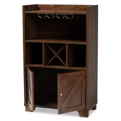 Best Kirklands Home Walnut Brown Open Shelf Wine Cabinet
