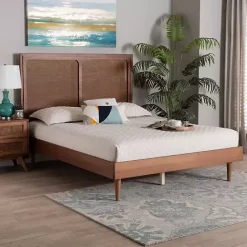 Sale Kirklands Home Walnut Rattan Amelia Queen Bed Brown