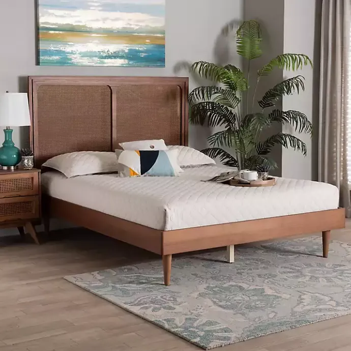 Sale Kirklands Home Walnut Rattan Amelia Queen Bed Brown