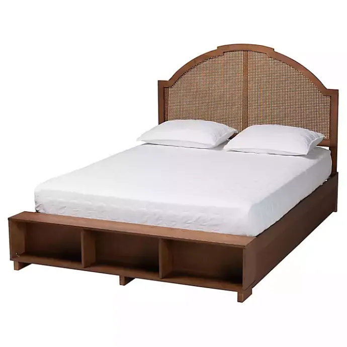 Best Kirklands Home Walnut Rattan Queen Storage Bed Brown