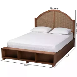 Best Kirklands Home Walnut Rattan Queen Storage Bed Brown