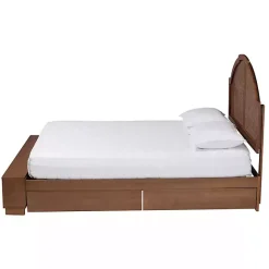 Best Kirklands Home Walnut Rattan Queen Storage Bed Brown