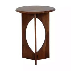 New Kirklands Home Walnut Cut-Out Round Accent Table Brown