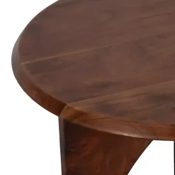 New Kirklands Home Walnut Cut-Out Round Accent Table Brown