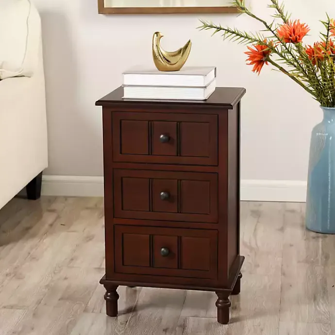 Sale Kirklands Home Walnut 3-Drawer Winne Accent Table Brown