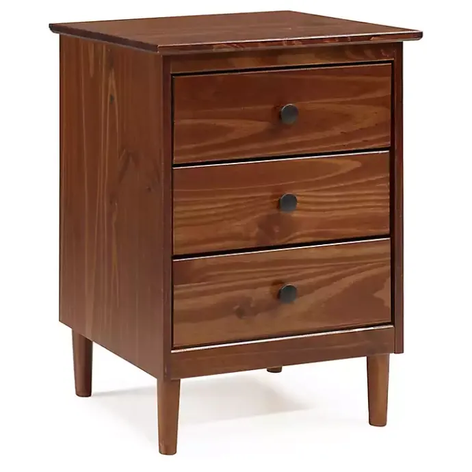 New Kirklands Home Walnut 3-Drawer Wood Nightstand Brown