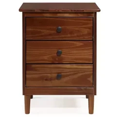 New Kirklands Home Walnut 3-Drawer Wood Nightstand Brown