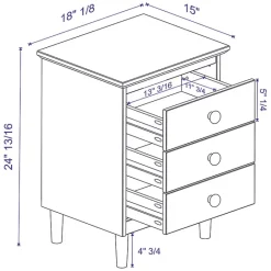 New Kirklands Home Walnut 3-Drawer Wood Nightstand Brown