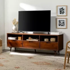 Hot Kirklands Home Walnut 3-Drawer Wood TV Stand Brown