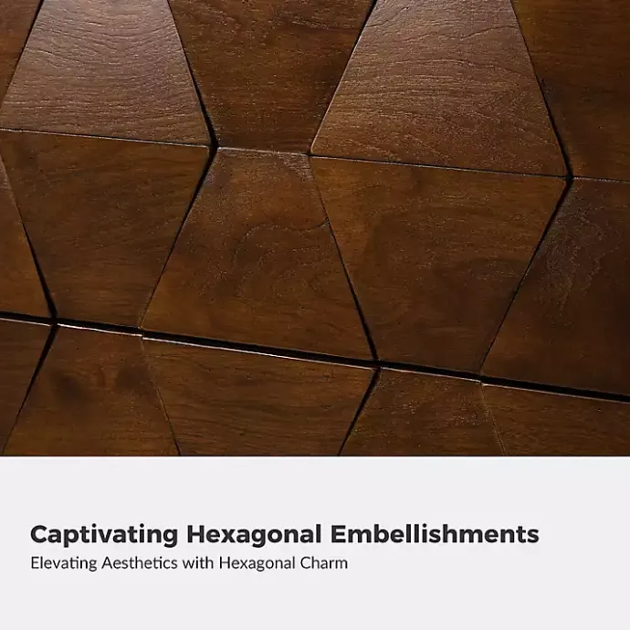 Kirklands Home Walnut Geometric 2-Drawer Charging Nightstand Brown