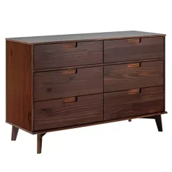 Discount Kirklands Home Walnut Grooved Handle 6-Drawer Dresser Brown