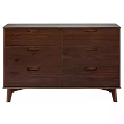 Discount Kirklands Home Walnut Grooved Handle 6-Drawer Dresser Brown