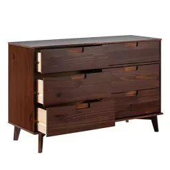 Discount Kirklands Home Walnut Grooved Handle 6-Drawer Dresser Brown
