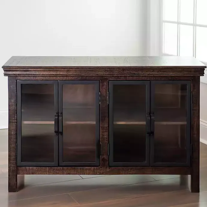Outlet Kirklands Home Walnut Henry Cabinet with Glass Doors Brown