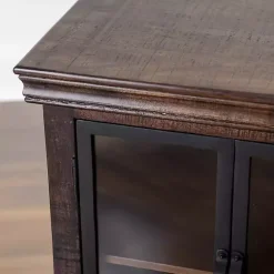 Outlet Kirklands Home Walnut Henry Cabinet with Glass Doors Brown