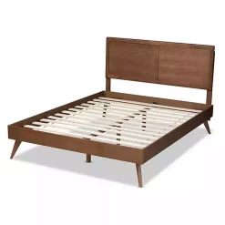 Best Kirklands Home Walnut Inset Paneling Platform Queen Bed Brown